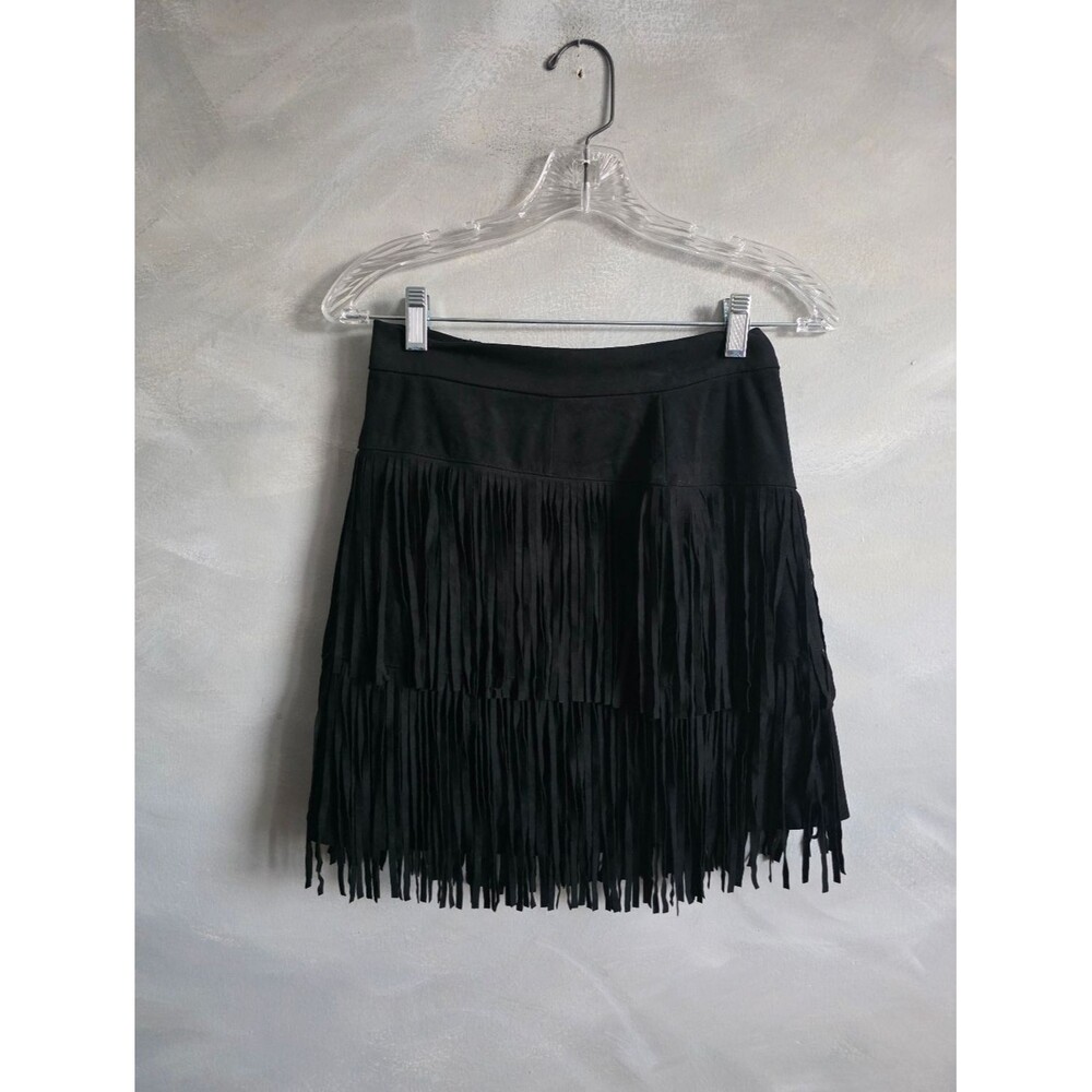 Black Tiered Faux Suede Mini Skirt ALYA XS FRANCESCAS